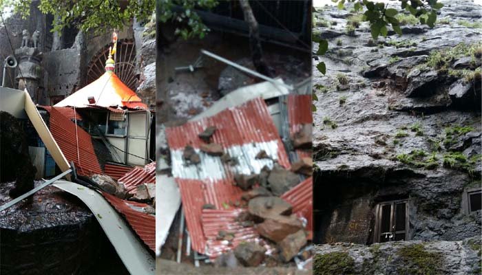 कार्ल्यात एकविरा देवी मंदिराजवळ दरड कोसळली