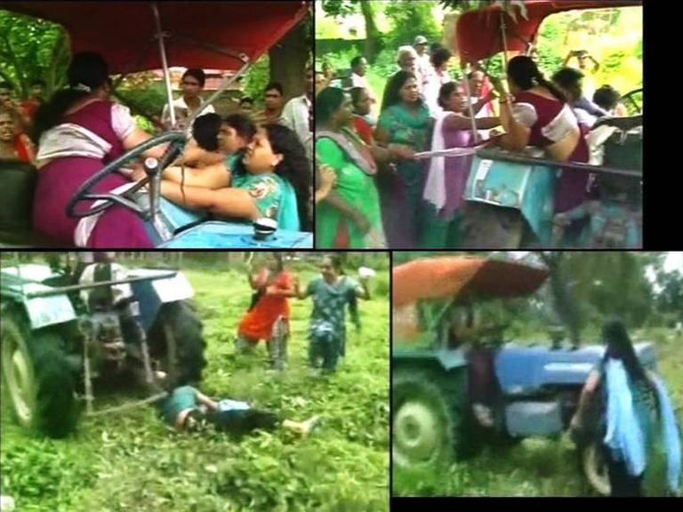 कमरेला कट्टा लावून लेडी डॉनची दहशत, विरोध करणाऱ्या महिलेला ट्रॅक्टरखाली चिरडलं