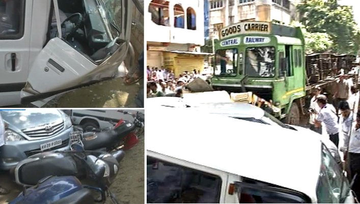 कोल्हापूरात एका ट्रकने थेट 10 ते 12 वाहनांना दिली धडक 