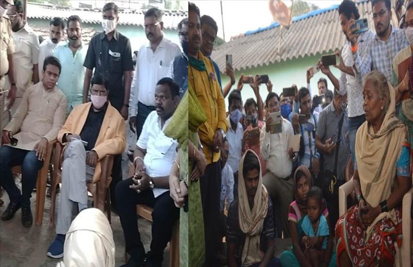 पिडीत जमिनीवर अन् मंत्री खुर्चीवर