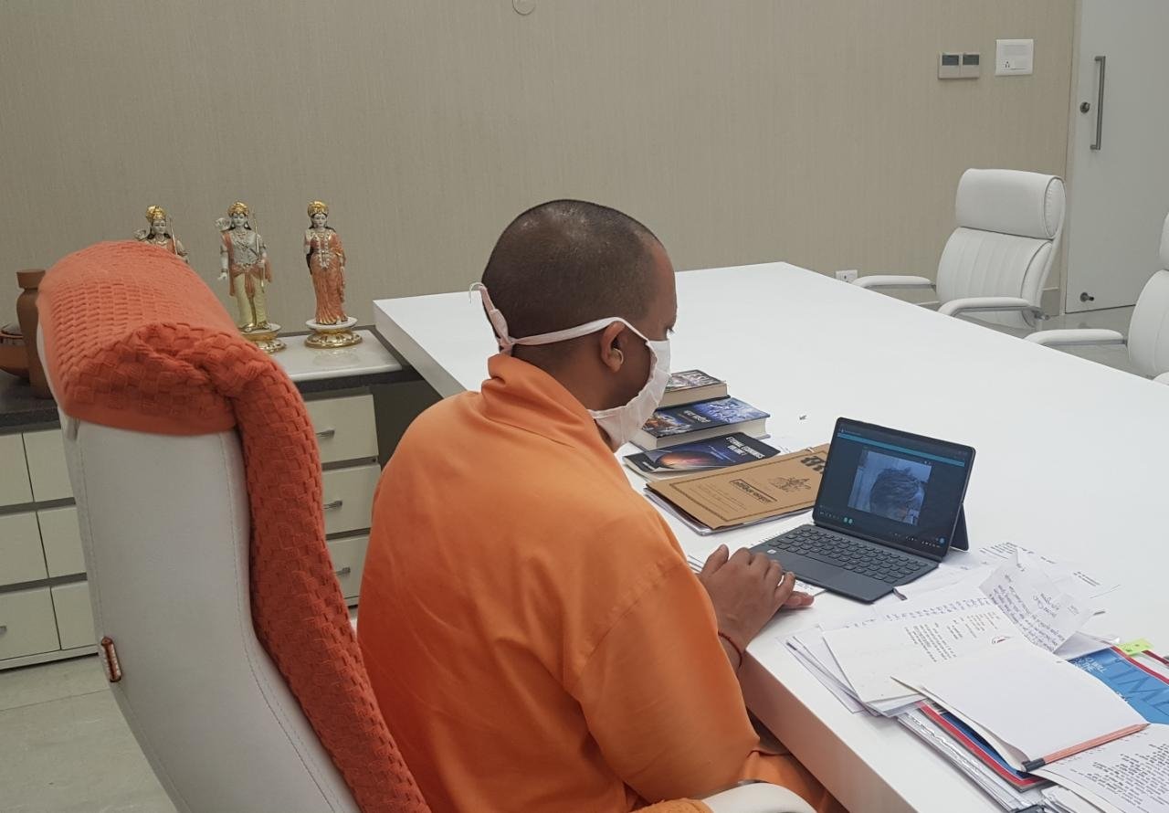 CM Yogi Adtiyanath speaks to the Hathras Gang Rape victim’s family through video call.