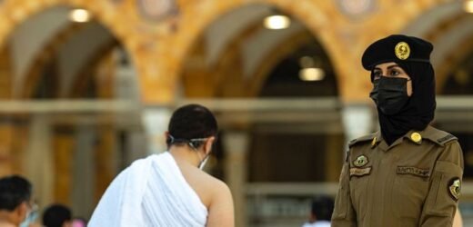 Saudi women stand guard in Mecca during Hajj for the first time